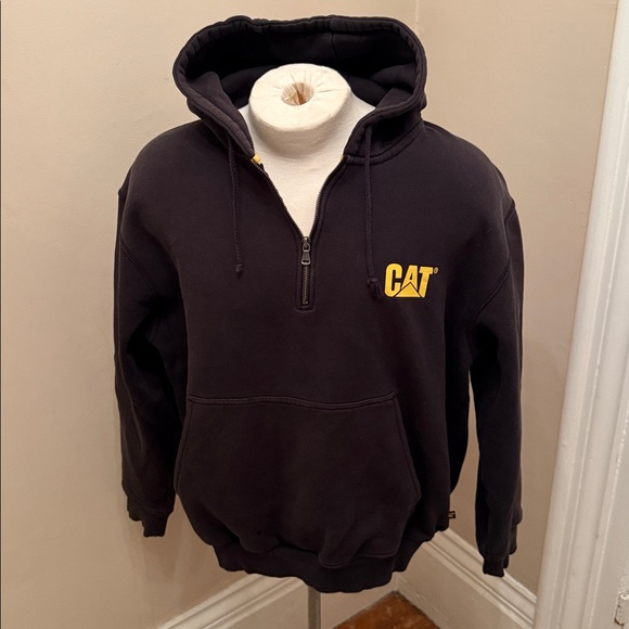 90’s CAT Construction Vintage Quarter Zip Hooded Sweatshirt - Picture 13 of 13